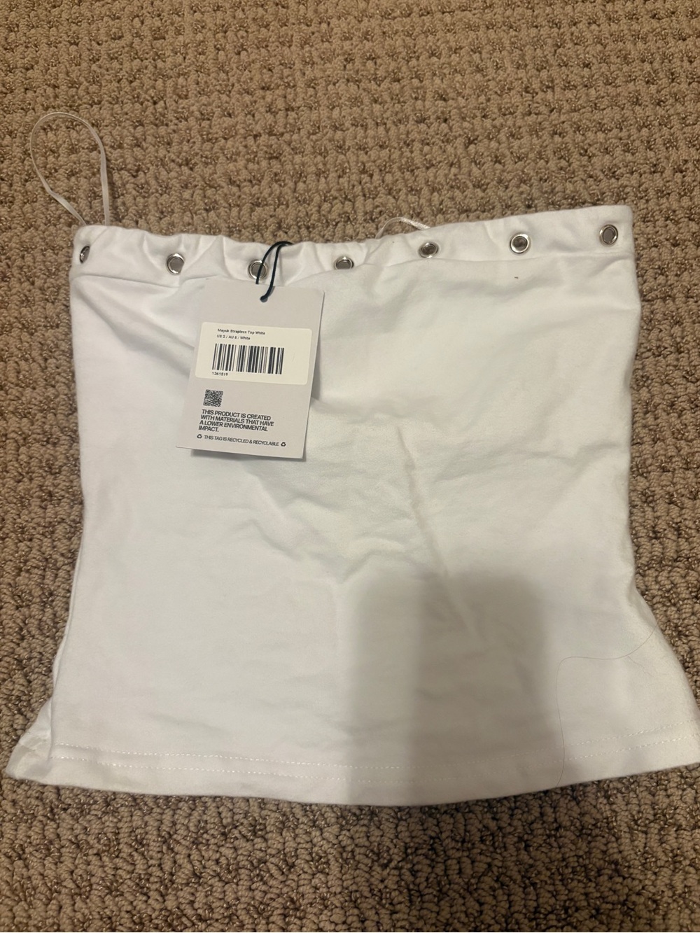 Princess Polly White Eyelet Trim Tube Top